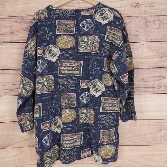 VINTAGE EXTRA ELEMENTS AZTEC PULLOVER WOMENS TOP SHIRT SIZE 18 18W USA MADE 90s - Picture 4 of 7